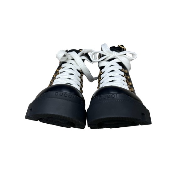 Gucci Magnum Calf Web Sylvie Lace Up black Boots US 8 - Picture 4 of 13